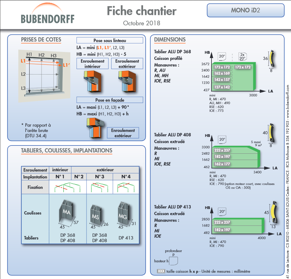 Notice Montage Volet Roulant Bubendorff Tradi Id2